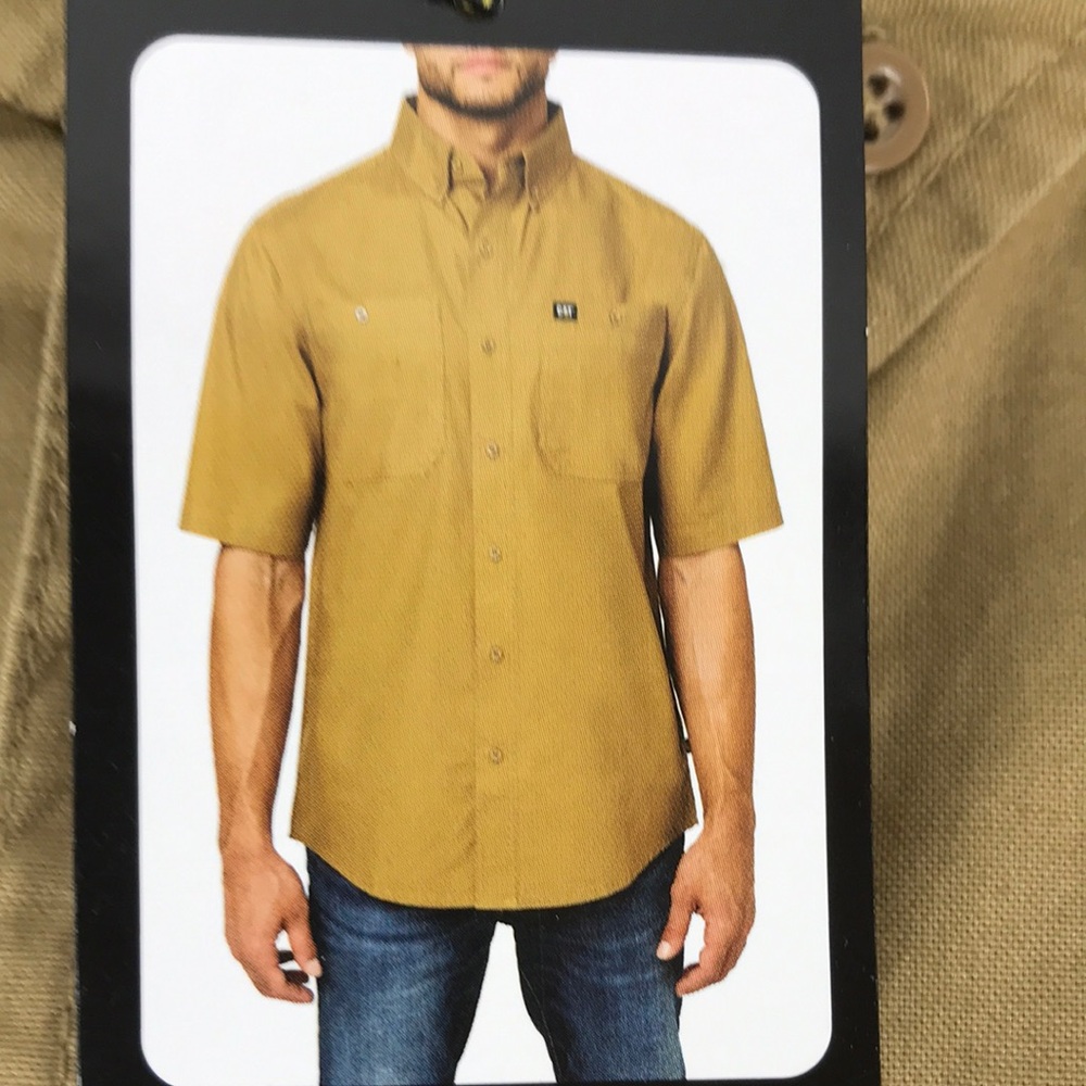 CAT Men's Tan Short Sleeve Shirt
